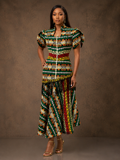 Zuri Cowrie-Trimmed Asymmetric Fringe Maxi Gown