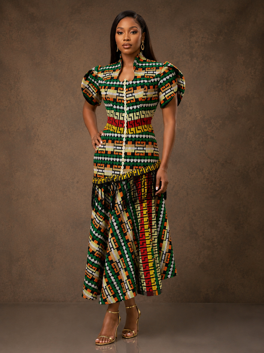 Zuri Cowrie-Trimmed Asymmetric Fringe Maxi Gown