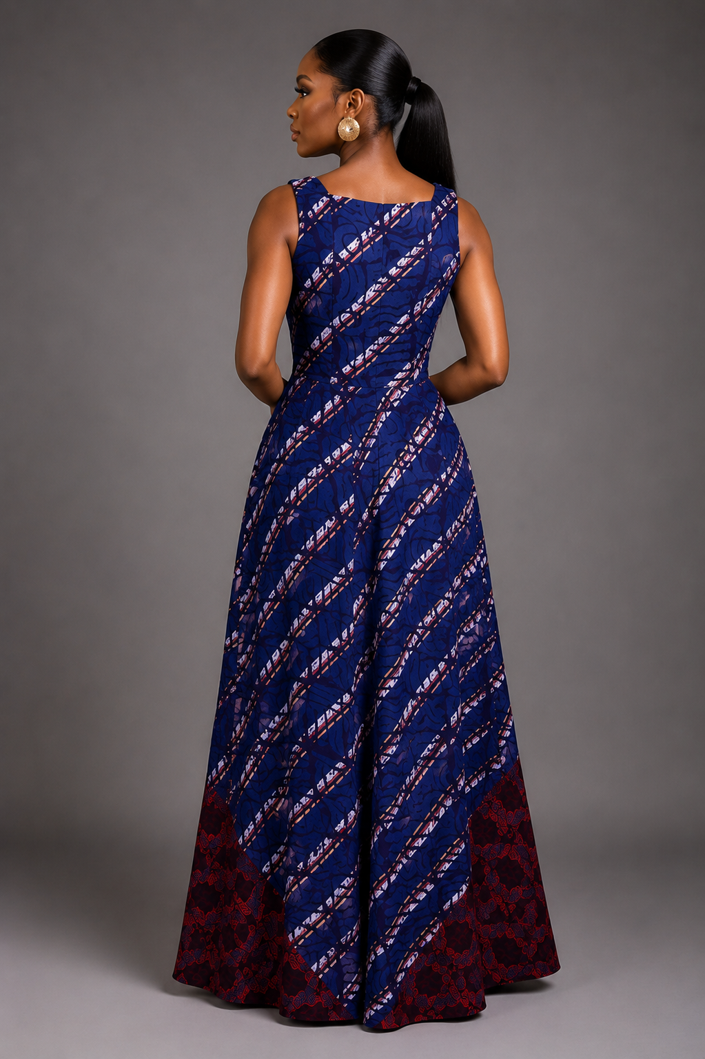 Gbemi African print maxi burgundy jumpsuit