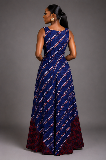 Gbemi African print maxi burgundy jumpsuit