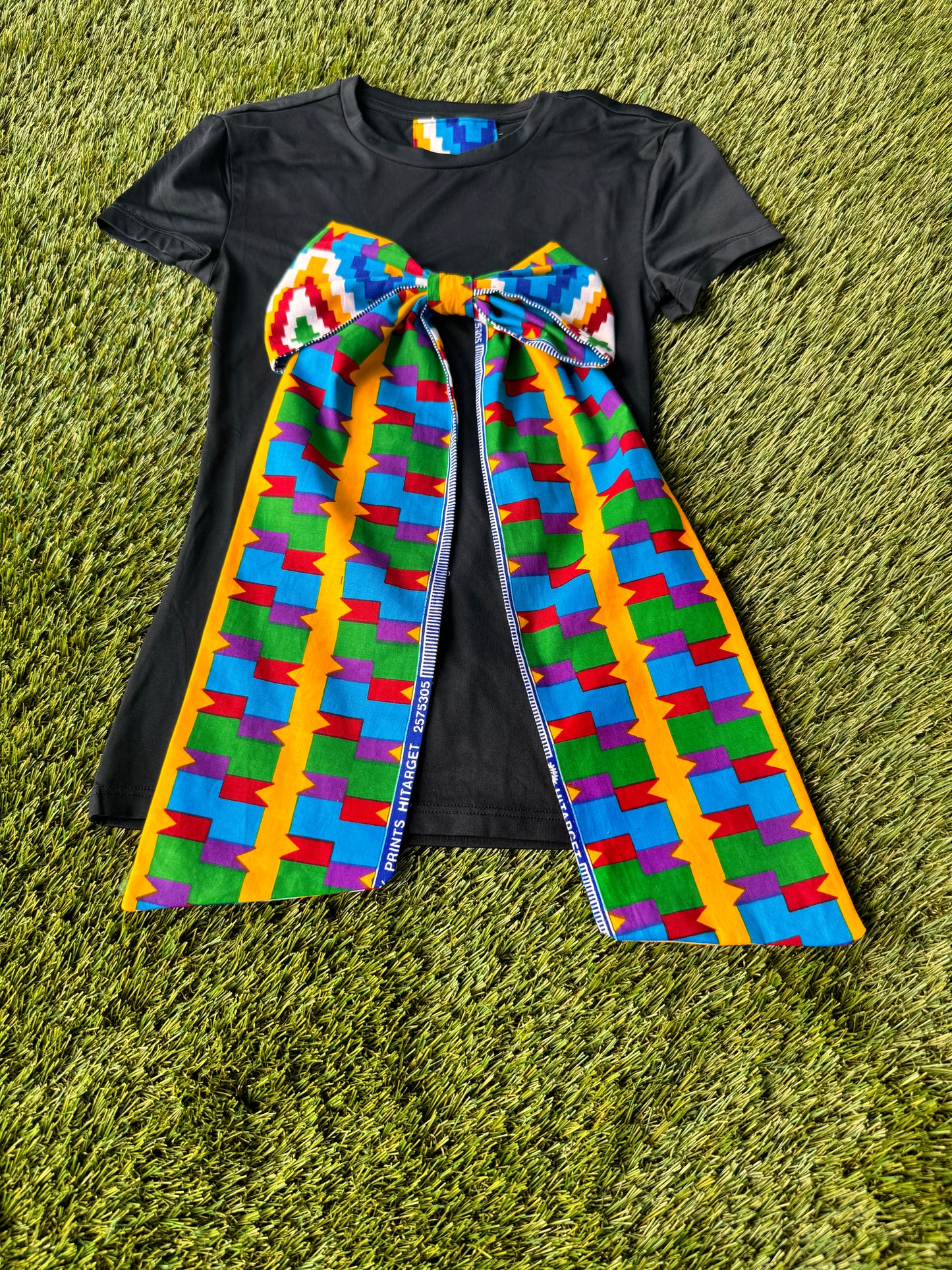 Nicole Afrocentric Bow Tshirt for Girls (Kente)