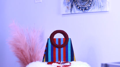 Mofetoluwa Striped Aso oke African Hand bag