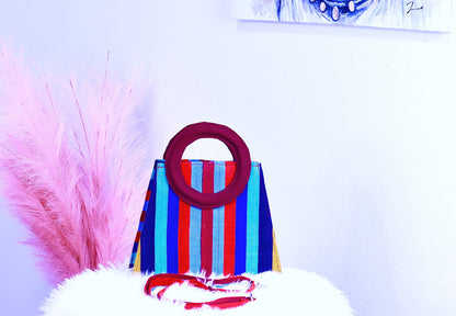 Mofetoluwa Striped Aso oke African Hand bag