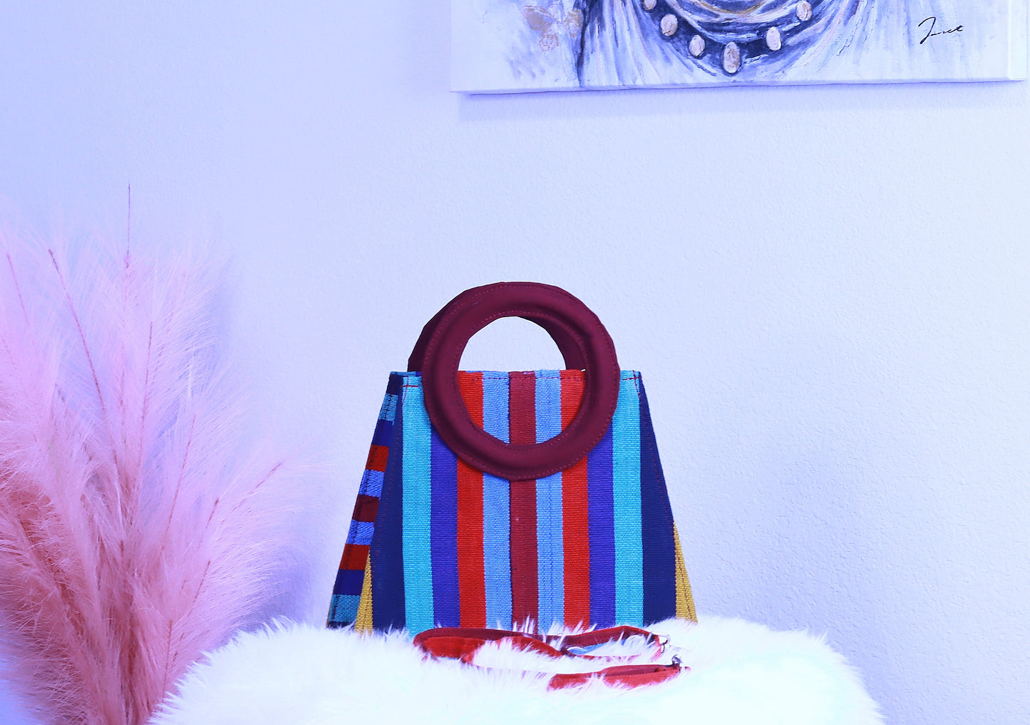 Mofetoluwa Striped Aso oke African Hand bag