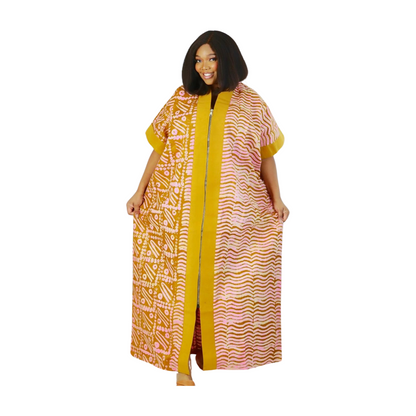 Kikelomo kaftan Adire Front zipper Boubou