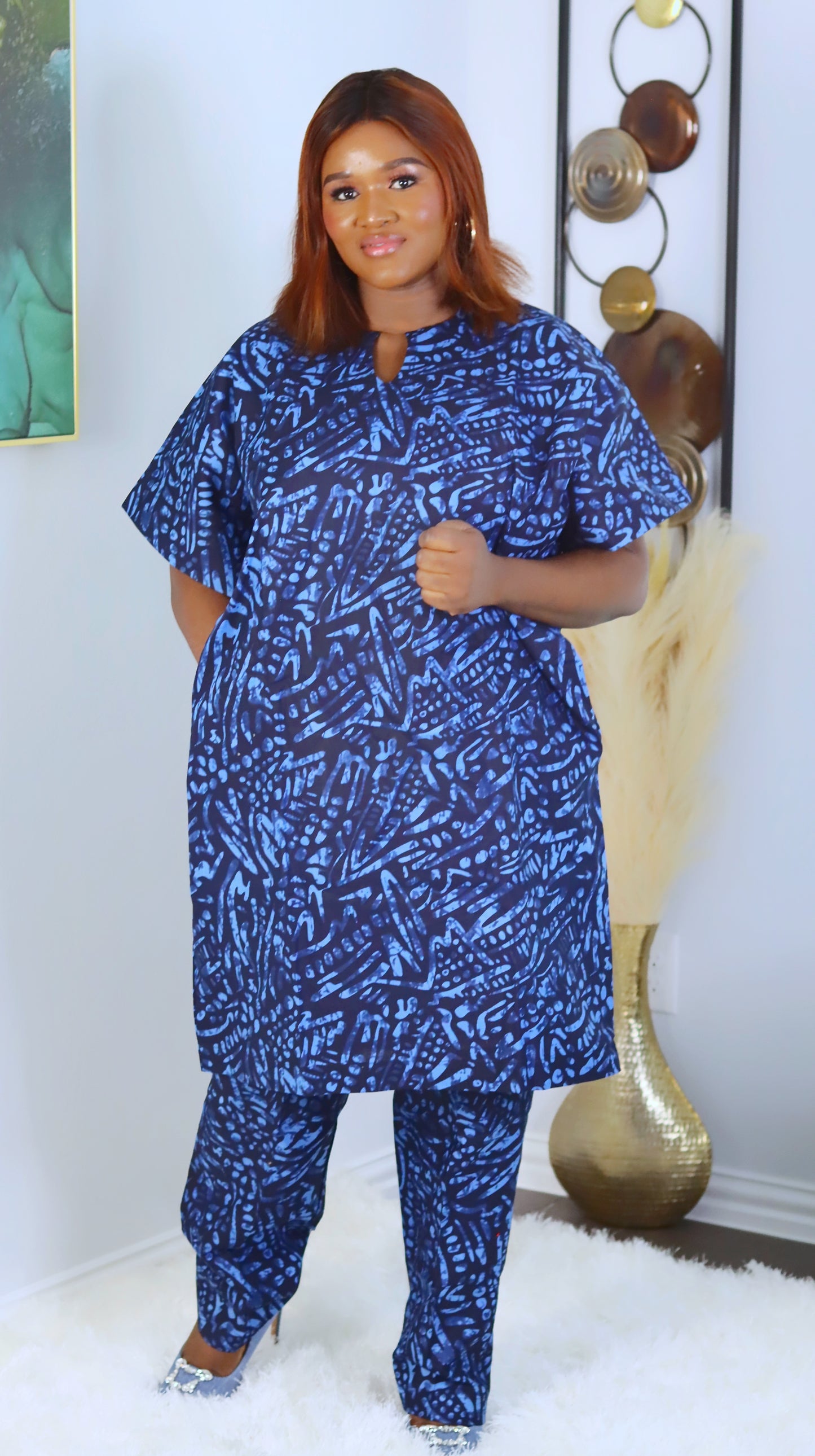 Gboremi Adire Boubou Top and sokoto