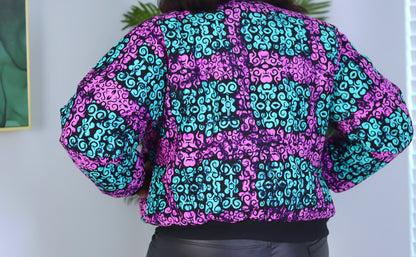 Reversible Bomber African print Ankara Jean Jacket