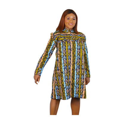 Afere Multicolor African print shirt shift dress