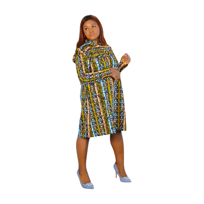 Afere Multicolor African print shirt shift dress