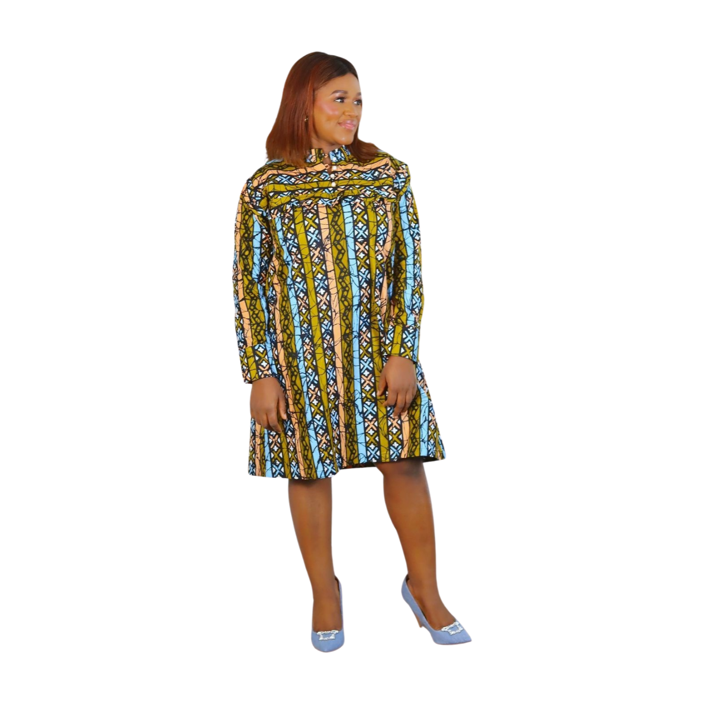 Afere Multicolor African print shirt shift dress