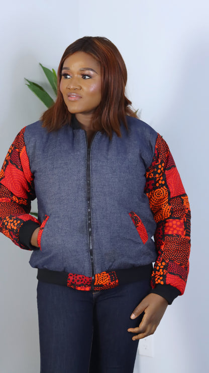 Daramola Bomber Ankara Jean Jacket