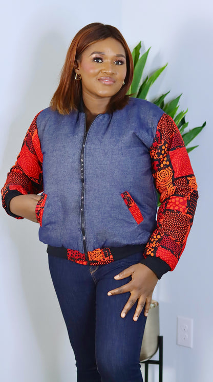 Daramola Bomber Ankara Jean Jacket