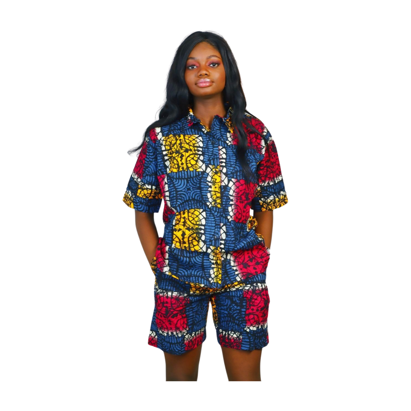 Iyin two piece African print in short sleeves