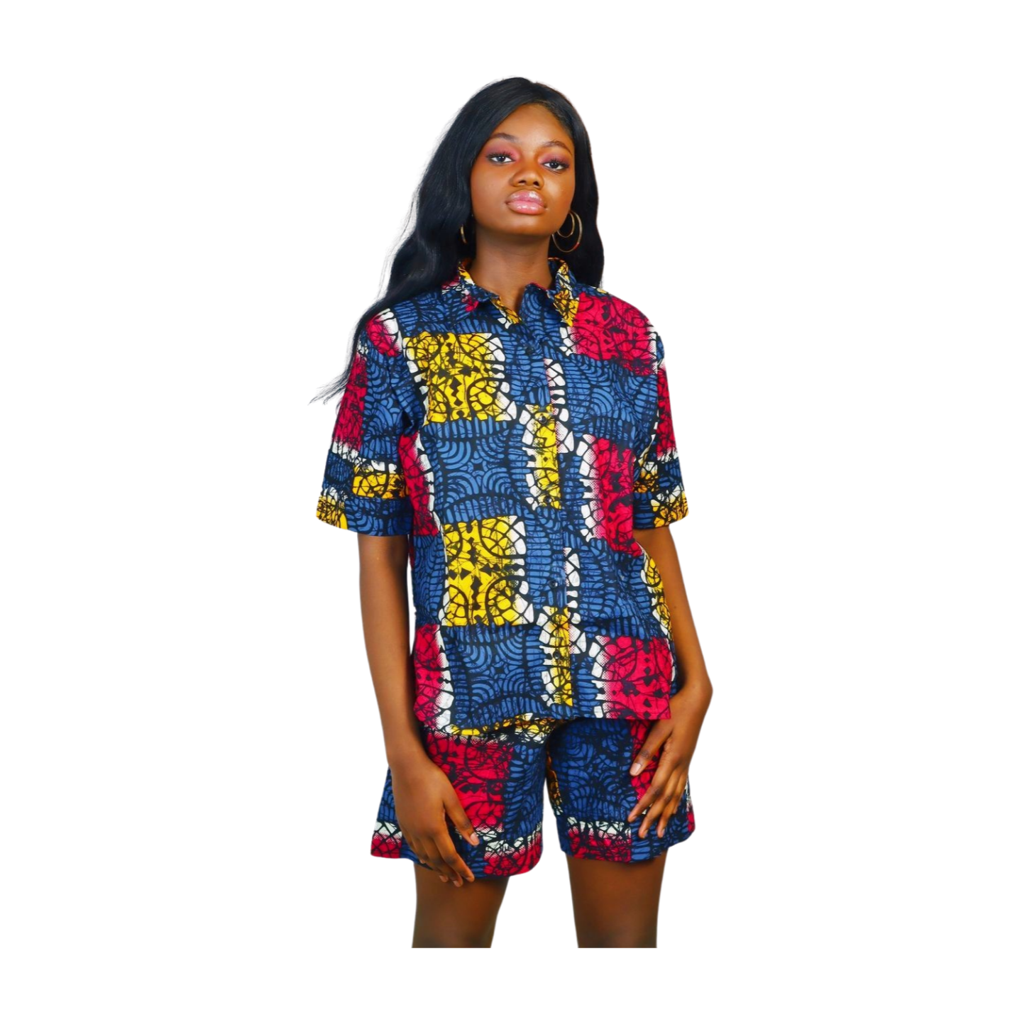 Iyin two piece African print in short sleeves