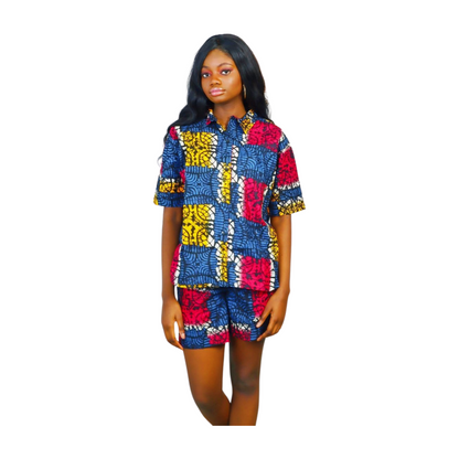 Iyin two piece African print in short sleeves