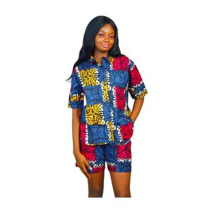 Iyin two piece African print in short sleeves