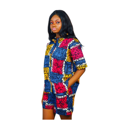 Iyin two piece African print in short sleeves