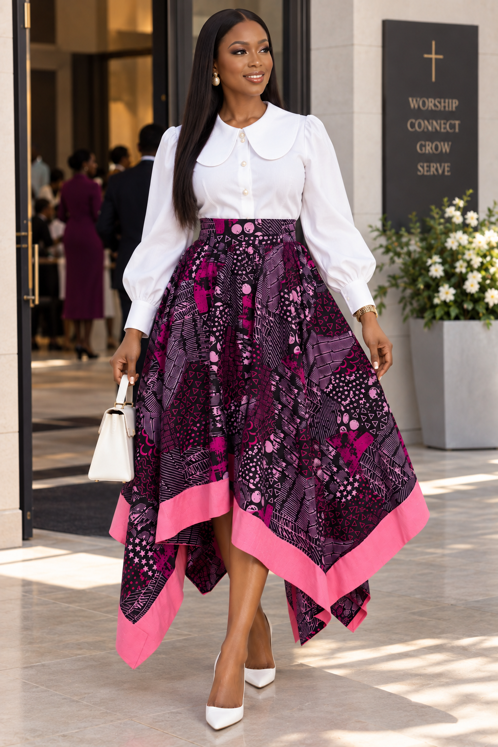 Maya Geometric Batik Handkerchief Midi Skirt