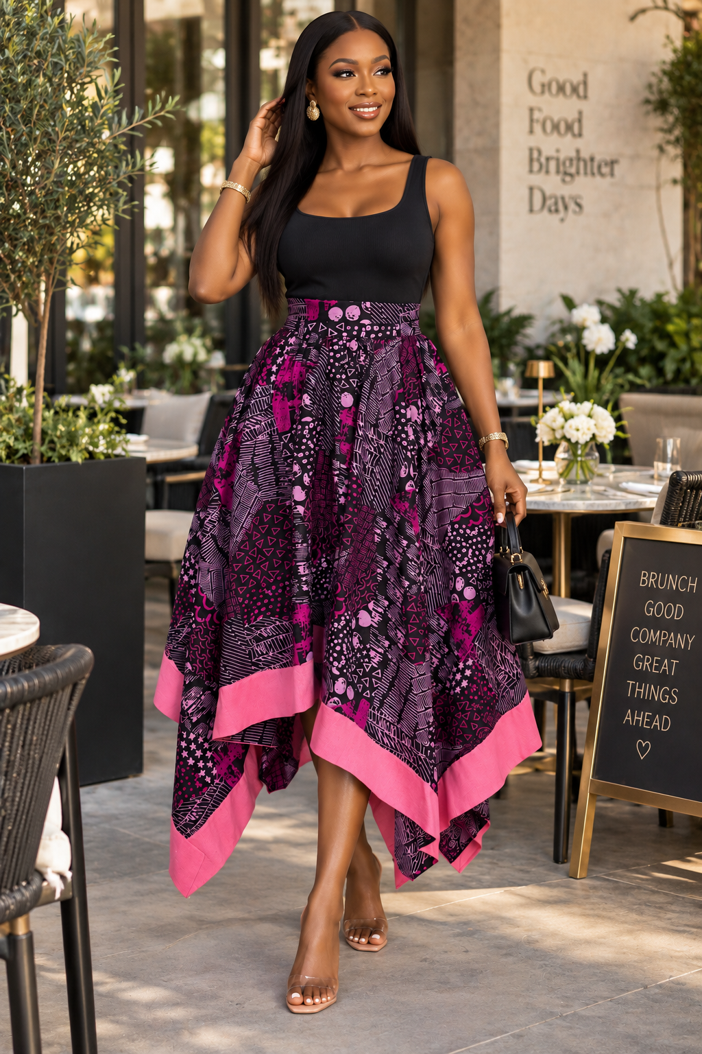 Maya Geometric Batik Handkerchief Midi Skirt