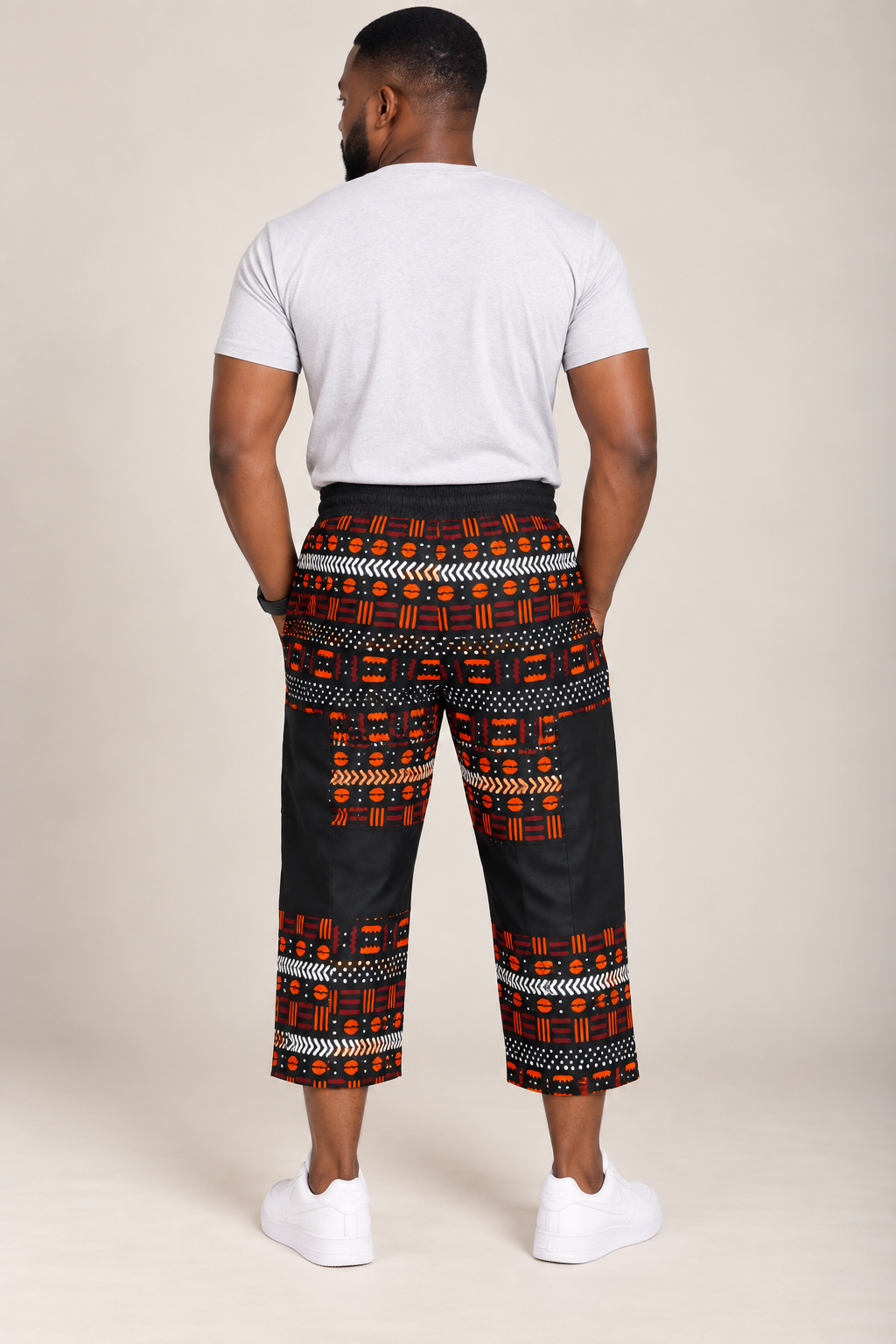 Olufemi Handmade white and black Ankara Cotton Pants | African Print Men's Trousers (Drawstring) (Copy)