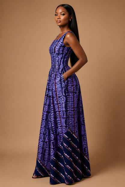 Gbemi African print maxi burgundy jumpsuit