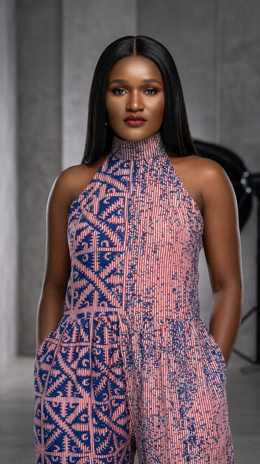 Adeore adire sleeveless women jumpsuit