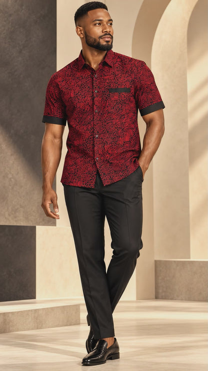 Femi motif abstract ankara cotton shirt for men
