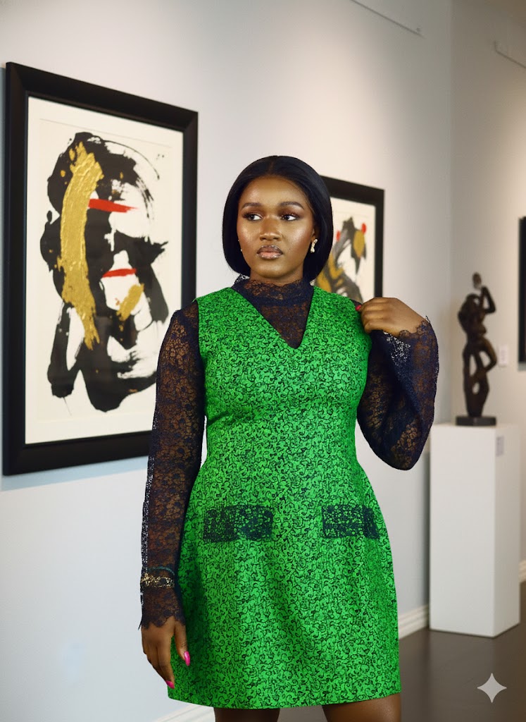 Dunke Ankara and cord lace pinafore dress set for with exaggerated hipline