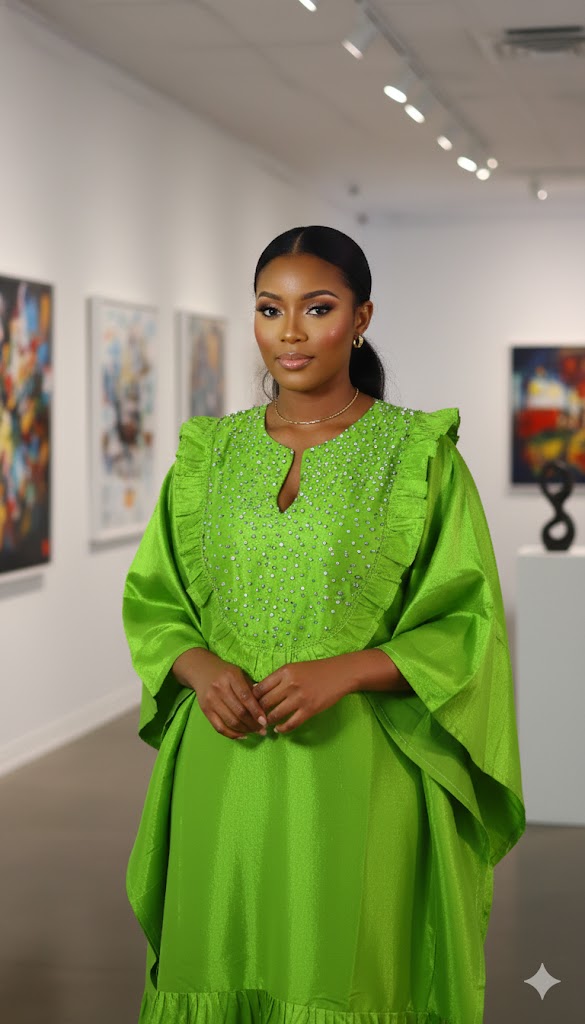 Achalugo Bubu Kaftan  with beads and ruffles