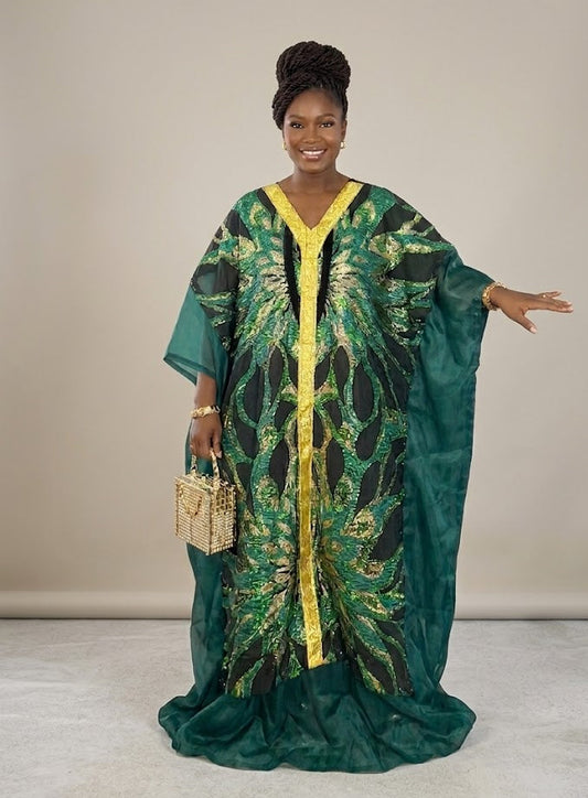 Bloom Grace Emerald Green Boubou Dress